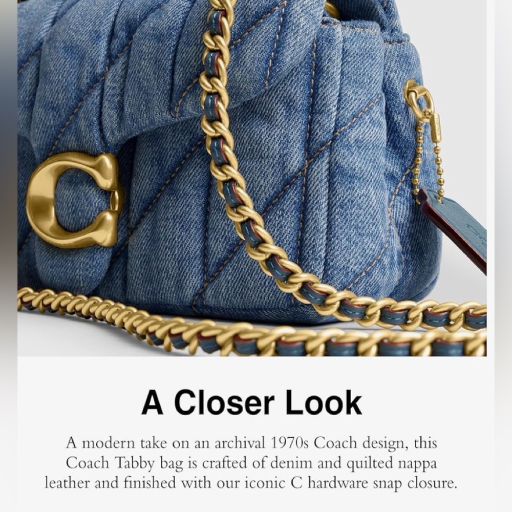 NWT Coach Quilted Denim Crossbody Bag with Gold 'C' Hardware - Picture 6 of 6